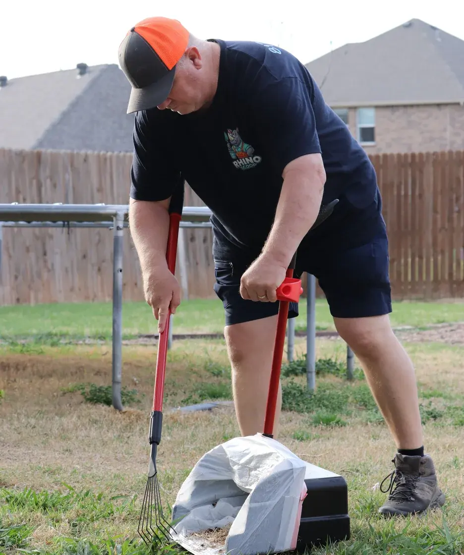 Rhino Scoop crew arriving for a scheduled dog poop removal visit