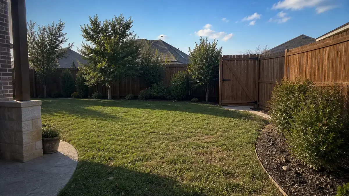 Clean lived-in North Texas yard after Rhino Scoop service
