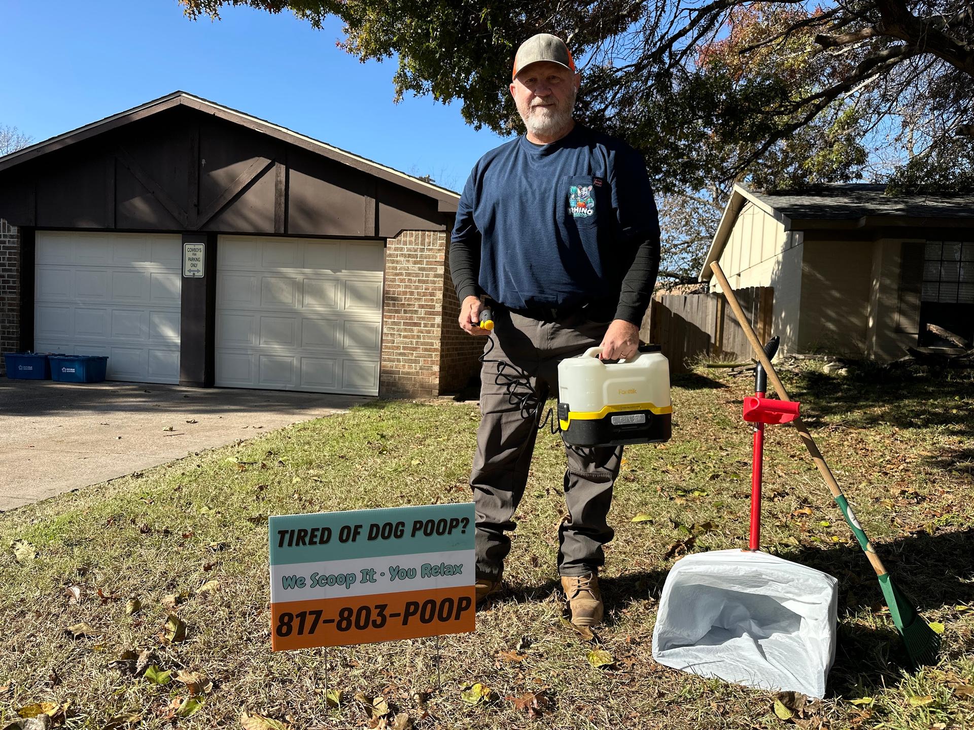 Rhino Scoop deodorizer add-on option for a North Texas yard